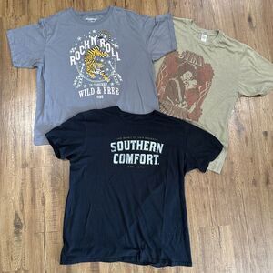 THREE (3) SHIRT BUNDLE Hendrix, Southern Comfort, Rock ‘N Roll XL & XXL GUC